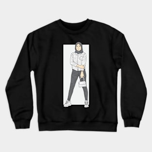 Girl White Shirt Nad Tight Jeans Crewneck Sweatshirt